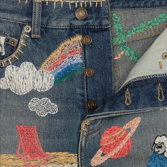 NEw Saint Laurent embroidered denim shorts - Picture 8 of 8